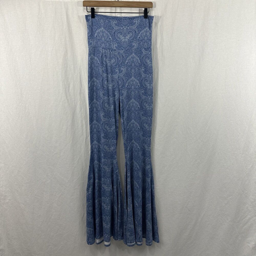 Open Hands By Kantha Bae Blue Paisley Flare Pull On Pants Womens Sz XS/S Boho